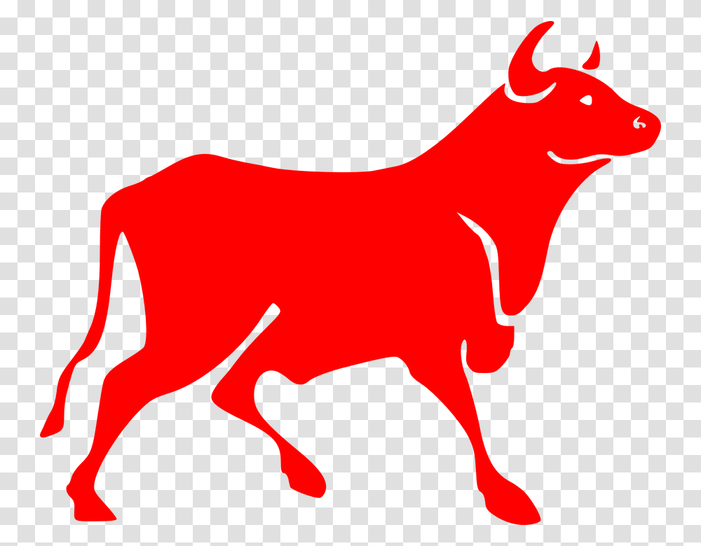 Bull Red Bovine Horns Silhouette Cow Animal Bull Clipart, Mammal, Cattle, Wildlife, Piggy Bank Transparent Png