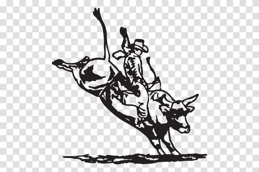 Bull Riding Decal Professional Bull Riders Sticker Bull Riding Pictures Black And White, Stencil, Silhouette, Antelope, Animal Transparent Png