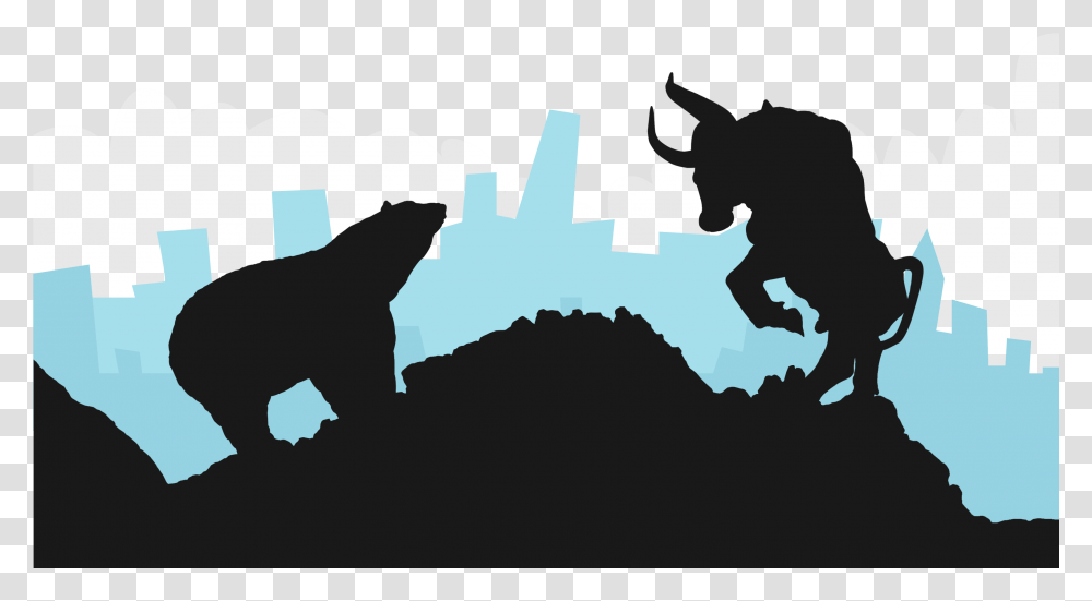 Bull Silhouette Bear To Bull Market, Outdoors, Animal, Mammal, Nature Transparent Png