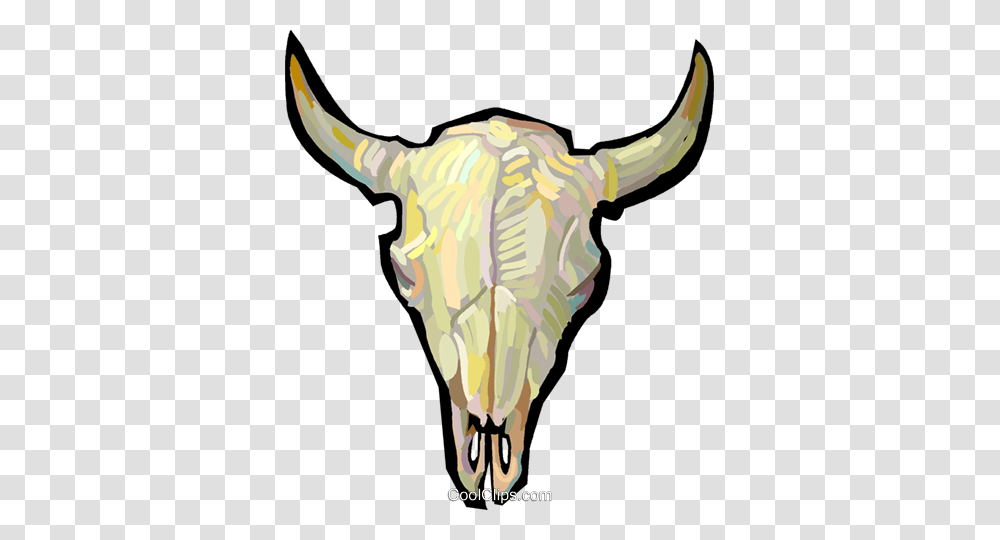 Bull Skull Royalty Free Vector Clip Art Illustration, Mammal, Animal, Longhorn, Cattle Transparent Png