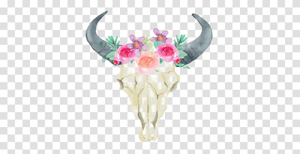 Bull Skull With Flowers, Plant, Flower Arrangement Transparent Png