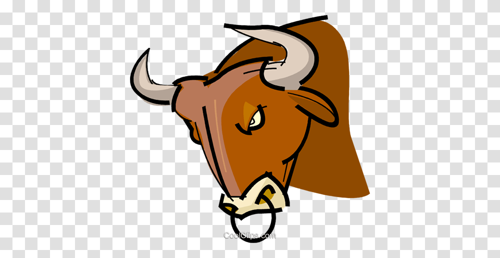 Bull With Nose Ring Royalty Free Vector Clip Art Illustration, Mammal, Animal, Cattle, Ox Transparent Png