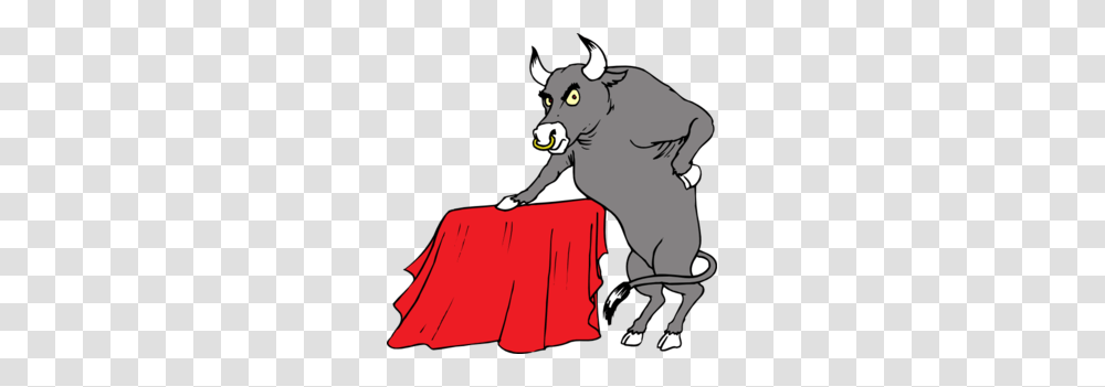 Bull With Red Cape Clip Art, Animal, Mammal, Wildlife Transparent Png