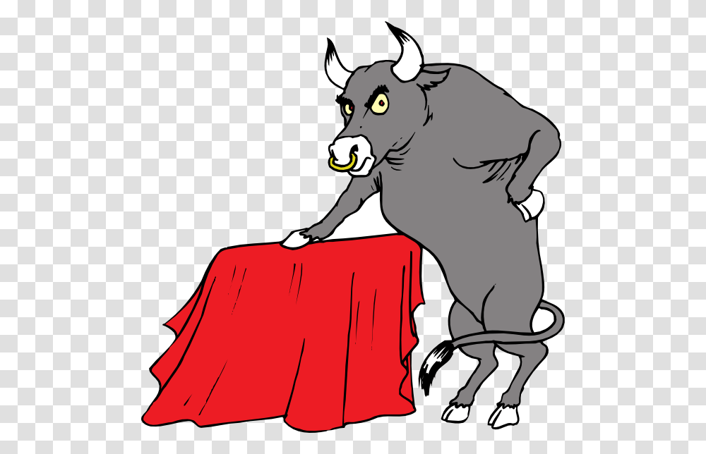 Bull With Red Cape Clip Art For Web, Mammal, Animal, Wildlife, Plant Transparent Png