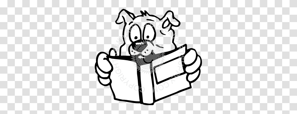 Bulldog Reading A Book, Gift, Weapon, Weaponry, Stencil Transparent Png