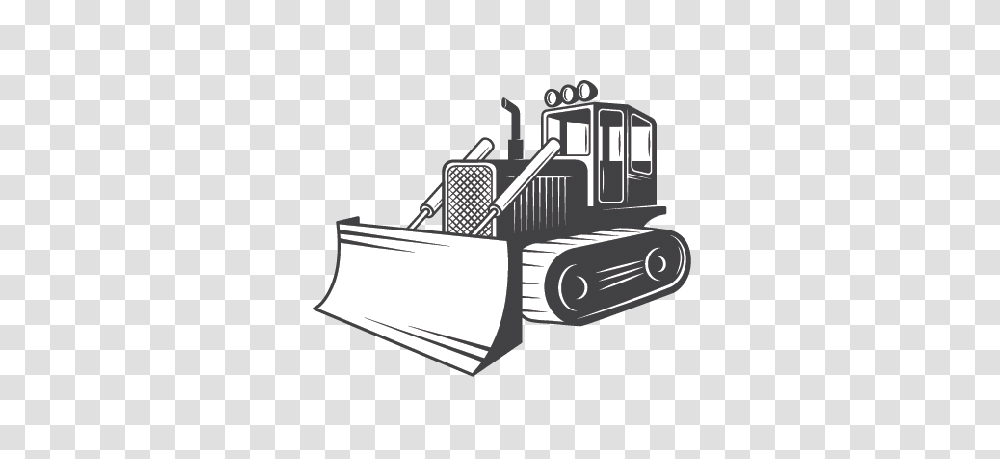 Bulldozer Clipart Black And White, Tractor, Vehicle, Transportation, Snowplow Transparent Png