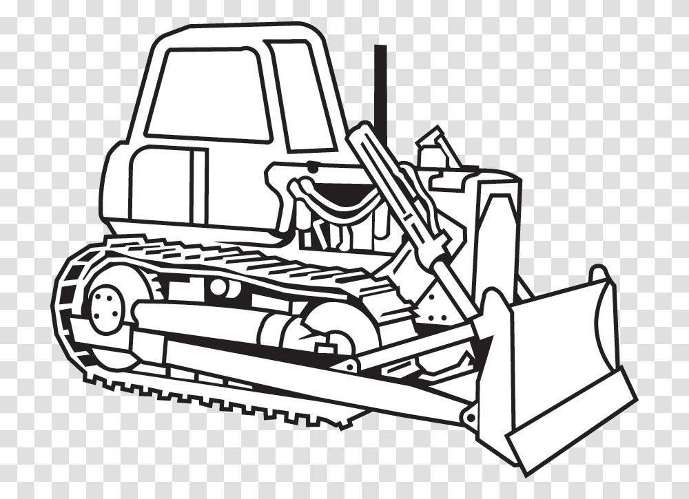 Bulldozer Clipart Construction Machine Line Drawing, Tractor, Vehicle, Transportation, Snowplow Transparent Png