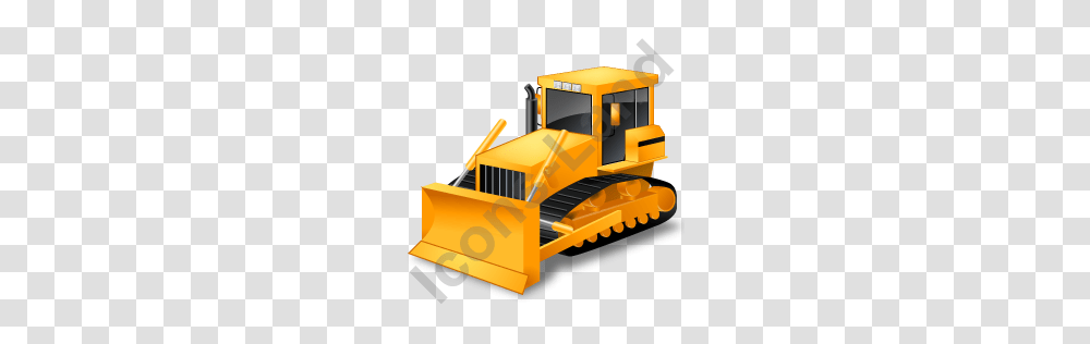 Bulldozer Yellow Icon Pngico Icons, Tractor, Vehicle, Transportation, Snowplow Transparent Png