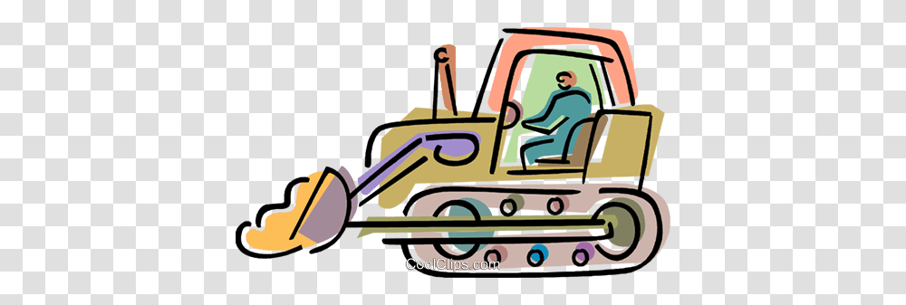 Bulldozers Royalty Free Vector Clip Art Illustration, Vehicle, Transportation, Tractor Transparent Png
