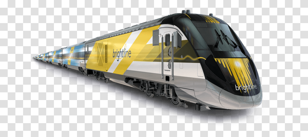 Bullet Train Brightline Miami, Vehicle, Transportation, Locomotive, Railway Transparent Png