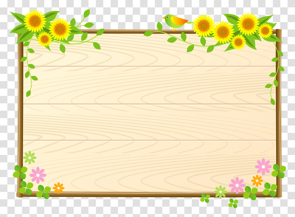 Bulletin Board Flower Clipart Bulletin Board Design Clipart, Plant, Sunflower, Blossom, Bird Transparent Png