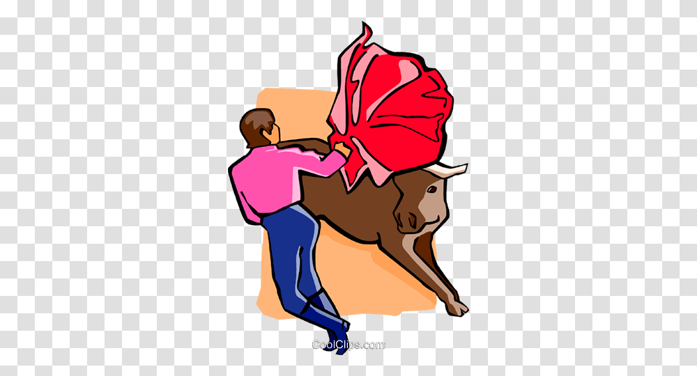 Bullfighter With Bull Royalty Free Vector Clip Art Illustration, Doctor, Mammal, Animal, Hug Transparent Png