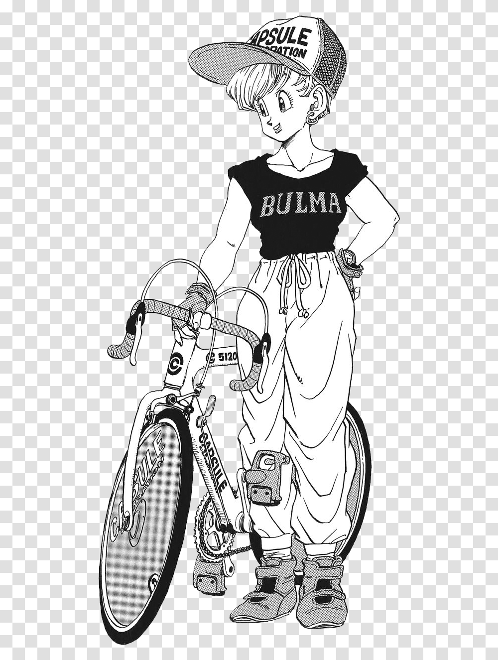 Bulma Manga Black And White Bulma Manga Art, Person, Bicycle, Vehicle, Comics Transparent Png