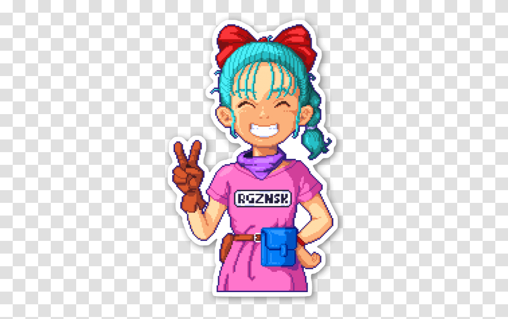 Bulma Pixel Art Dragon Ball Bulma, Advertisement, Hand, Poster, Graphics Transparent Png