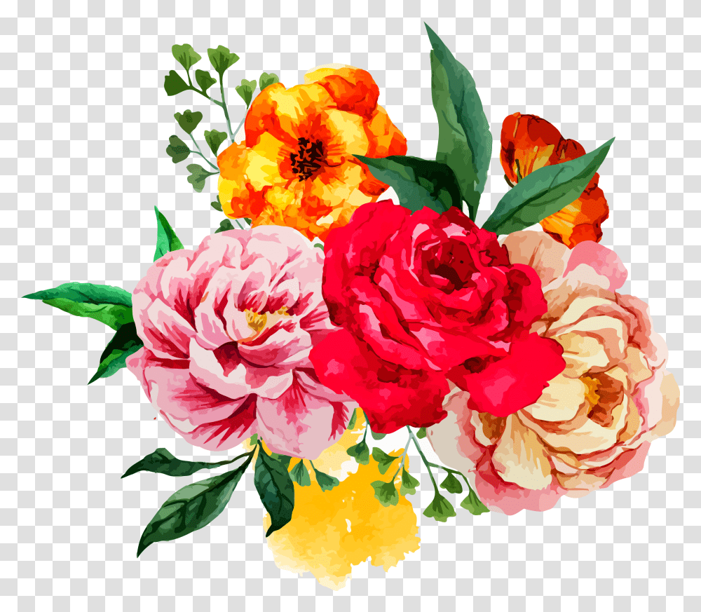 Bunch Of Flowers Painting Flowers Drawing In Watercolor, Plant, Blossom, Flower Bouquet, Flower Arrangement Transparent Png