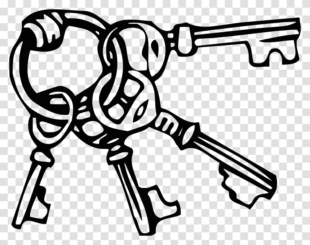Bunch Of Keys Clipart Keys Black And White, Gun, Weapon, Silhouette, Ninja Transparent Png