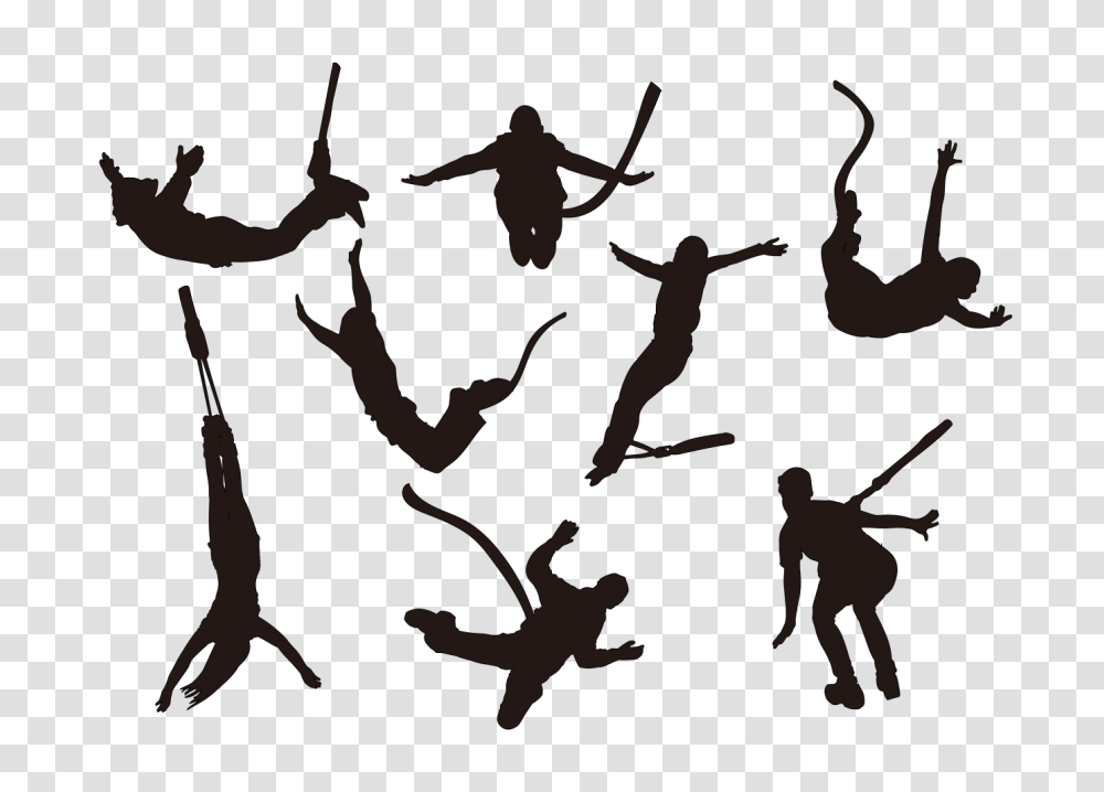 Bungee Jumping Silhouette Sport Clip Art, Person, Human, Stencil, Acrobatic Transparent Png