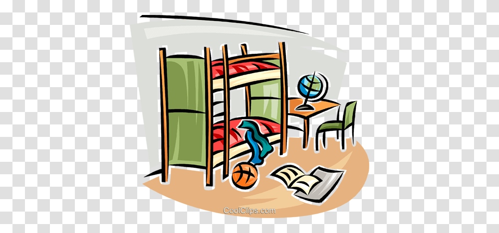 Bunk Beds Royalty Free Vector Clip Art Illustration, Furniture, Chair, Housing, Building Transparent Png