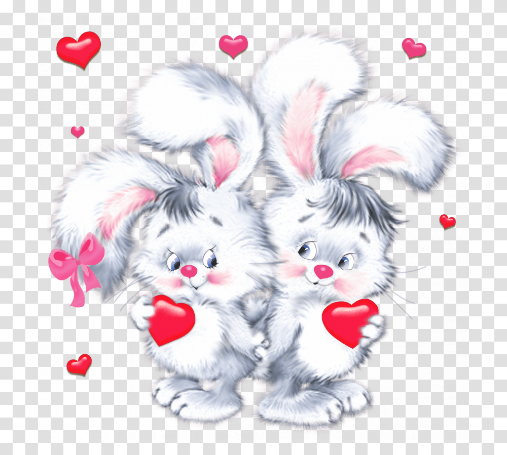 Bunnies With Heart Clipart Image Velentine's Day Portable Network Graphics, Dog, Pet, Canine, Animal Transparent Png