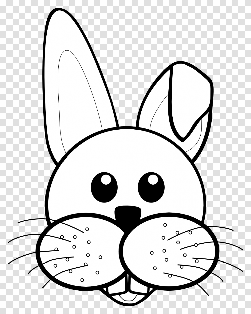 Bunny Black And White Rabbit Face Clipart Black And Rabbit Clipart Black And White, Stencil, Drawing, Animal Transparent Png