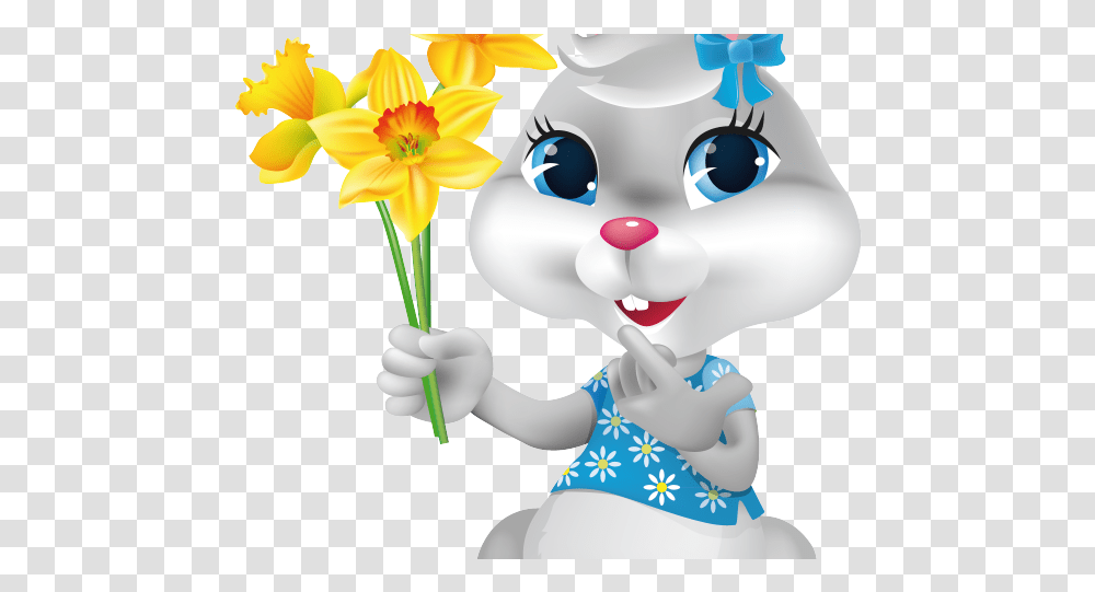 Bunny Clipart On Background, Plant, Flower, Blossom, Daffodil Transparent Png