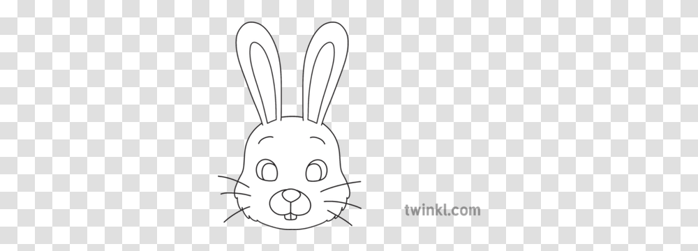 Bunny Face Outline Colouring Sheet Dot, Rodent, Mammal, Animal, Hare Transparent Png