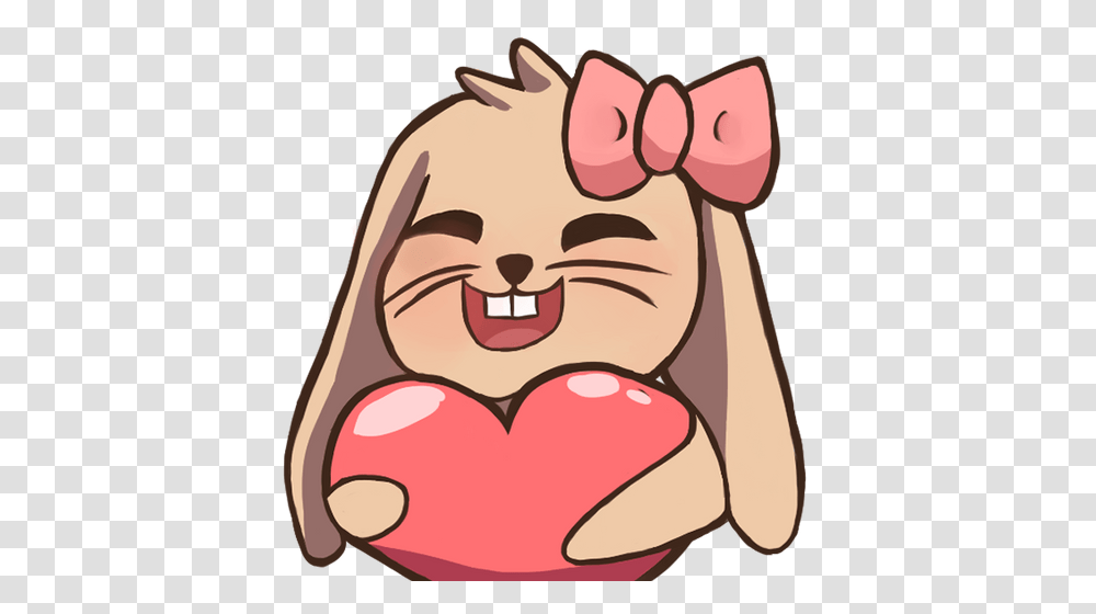 Bunny Heart Discord Twitch Emote Mooncoffi Cartoon, Mouth, Lip, Head, Jaw Transparent Png