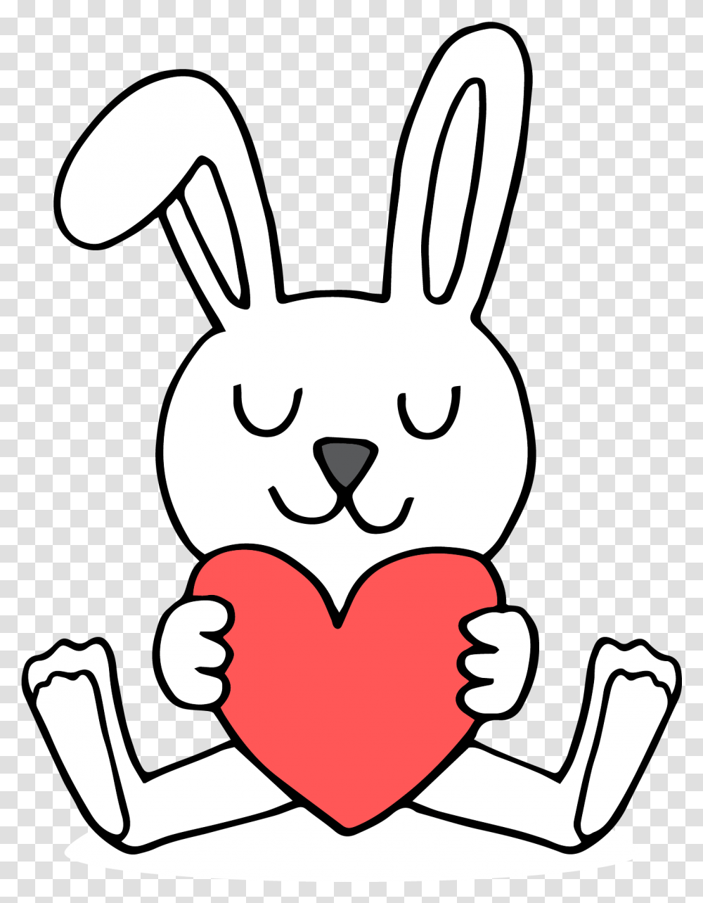 Bunny Holding Heart Picture Bunny Holding Heart Coloring Page, Mammal, Animal, Rabbit, Rodent Transparent Png