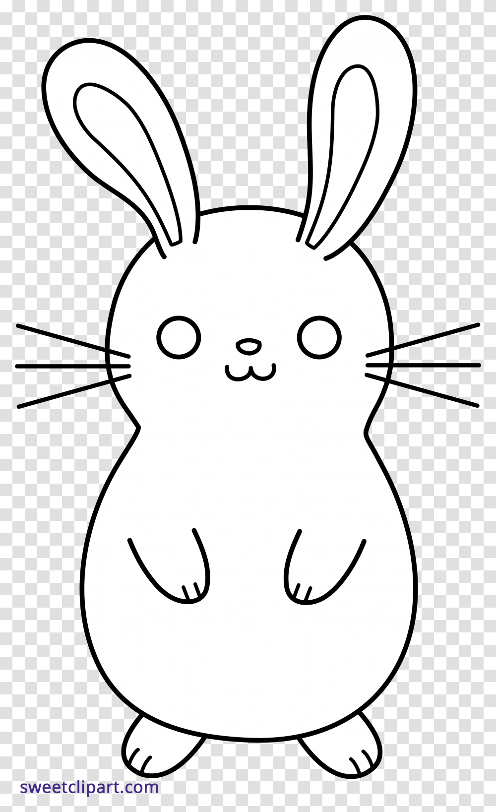 Bunny Rabbit Cute Lineart Black White Cute Rabbit Clipart Black And White, Mammal, Animal, Rodent, Snowman Transparent Png