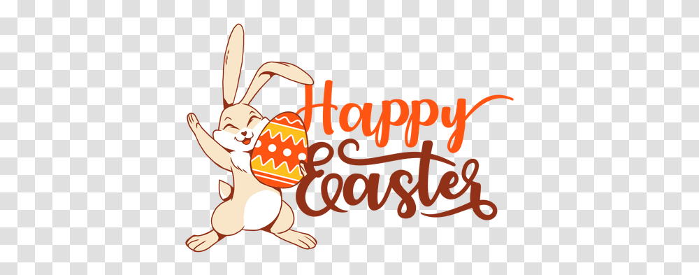 Bunny Rabbit Happiness Easter Egg Greeting Badge Coelho De Pscoa, Text, Food, Animal, Alphabet Transparent Png