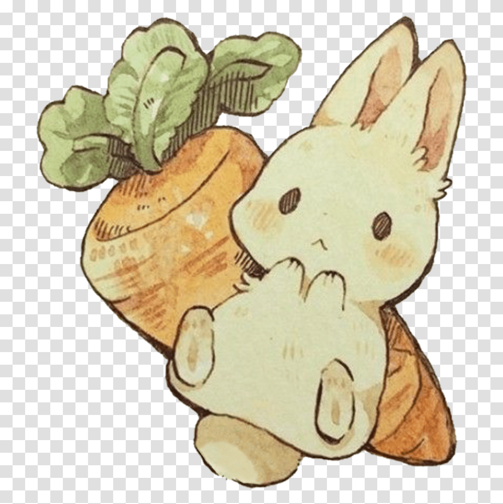 Bunny With Carrot Clipart Anime Rabbit, Plant, Produce, Food, Vegetable Transparent Png