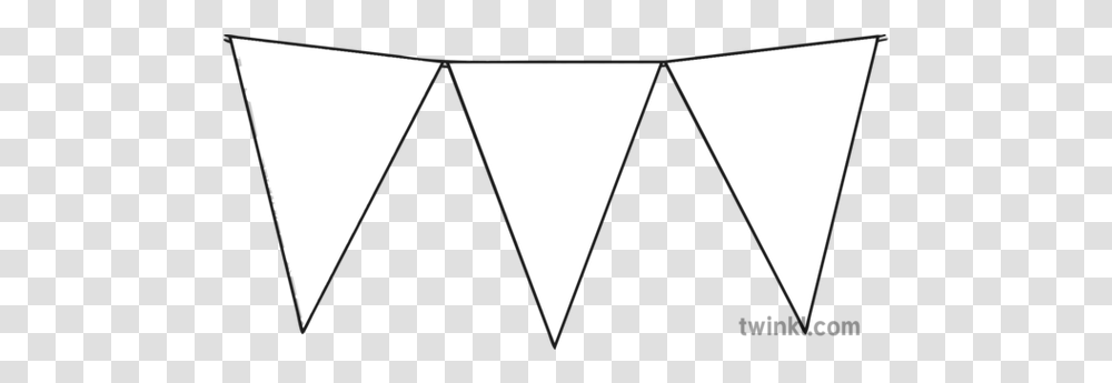 Bunting Black And White Illustration Twinkl Line Art, Triangle Transparent Png