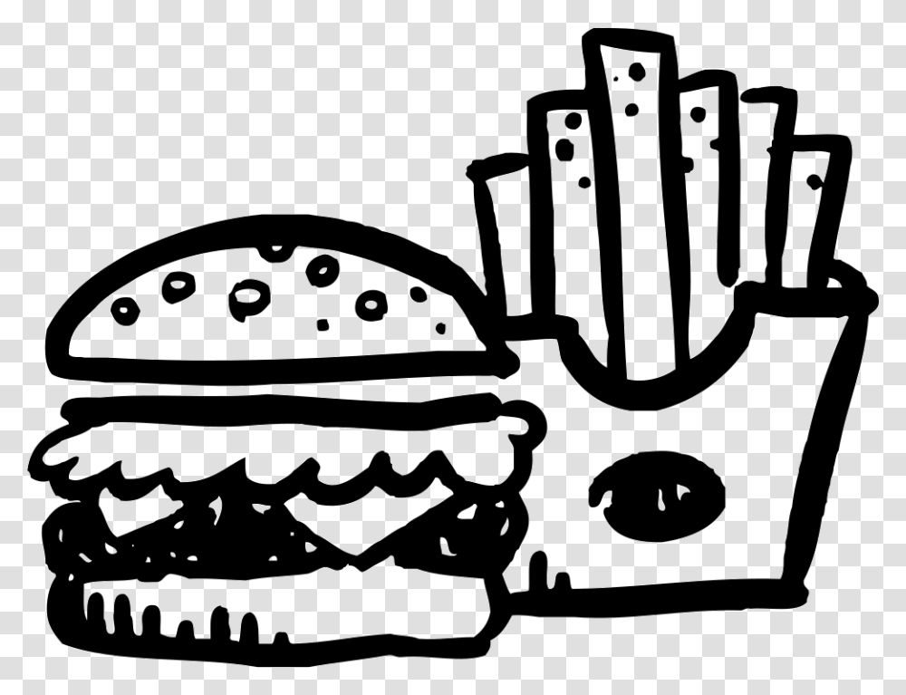 Burger And Potatoes Burger And Fries Icon, Food, Stencil Transparent Png
