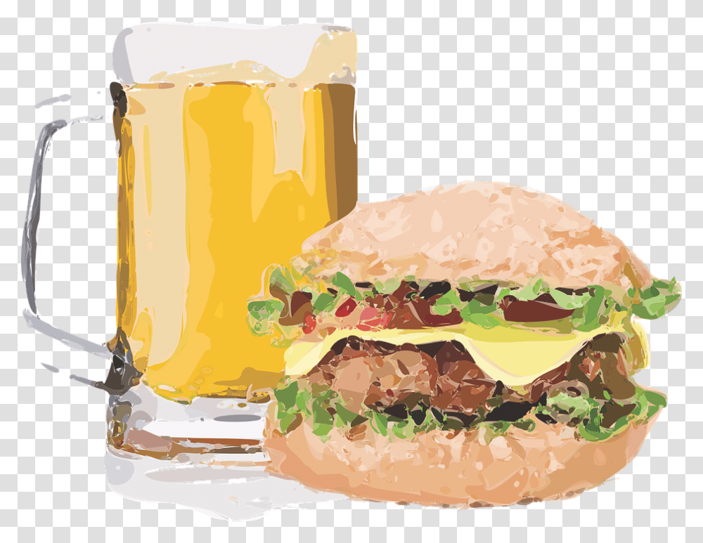Burger Brew Beer Cheeseburger Burger And Beer Vector, Food, Birthday Cake, Alcohol, Beverage Transparent Png