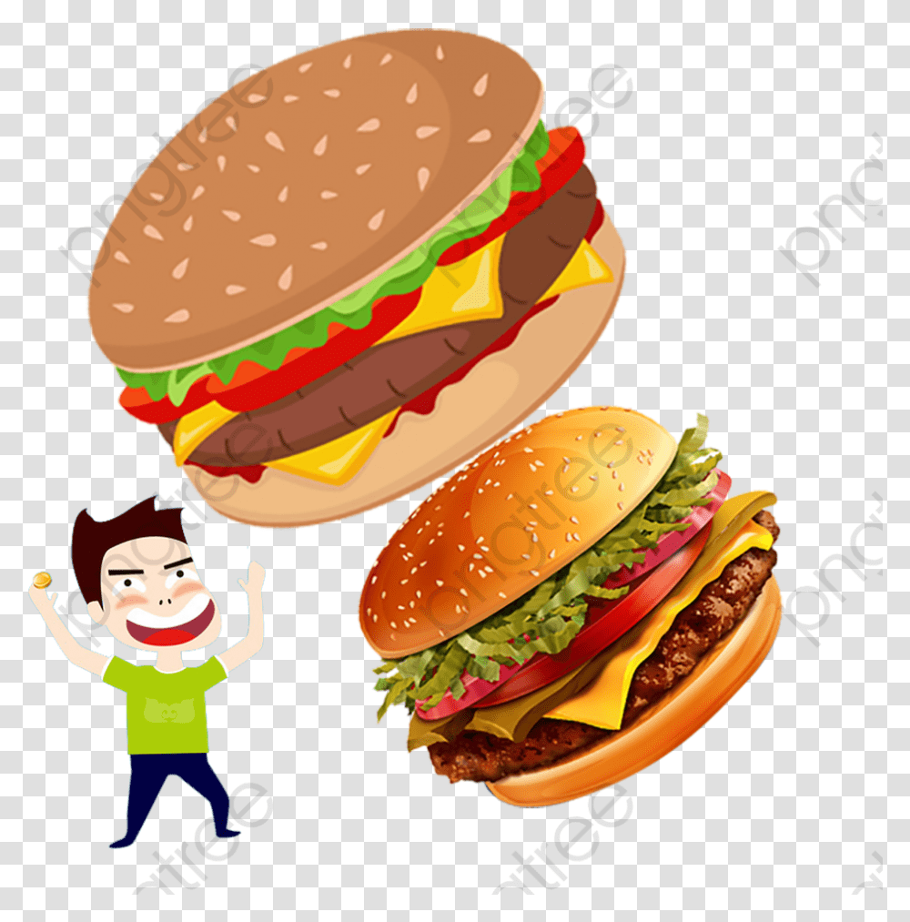 Burger Clipart Cartoon Man Eating Big Burger Cartoons, Food, Lunch, Meal Transparent Png