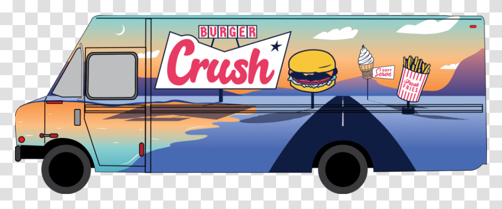 Burger Crush Truckfinal Illustration, Bus, Vehicle, Transportation Transparent Png