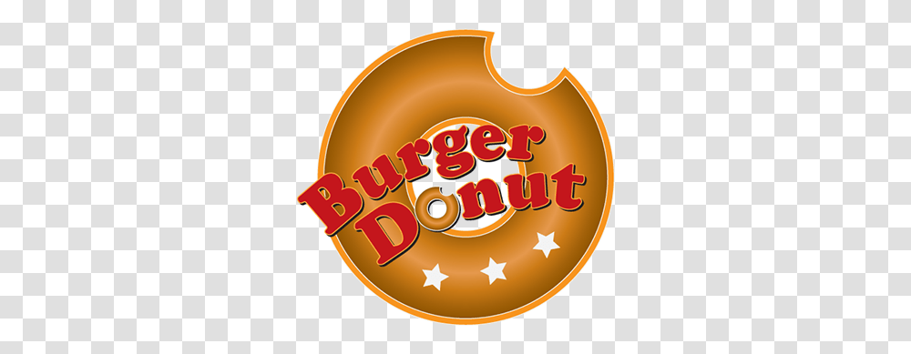 Burger Donut Logo Booth Design Illustration, Label, Text, Food, Leisure Activities Transparent Png