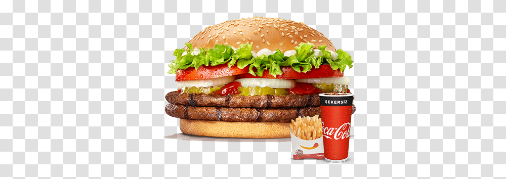 Burger King Double Whopper Men Fiyat Coca Cola, Food, Hot Dog, Fries, Sesame Transparent Png