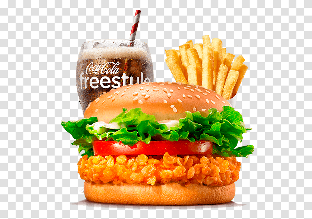 Burger King Krispi Chiken, Food, Fries, Soda Transparent Png
