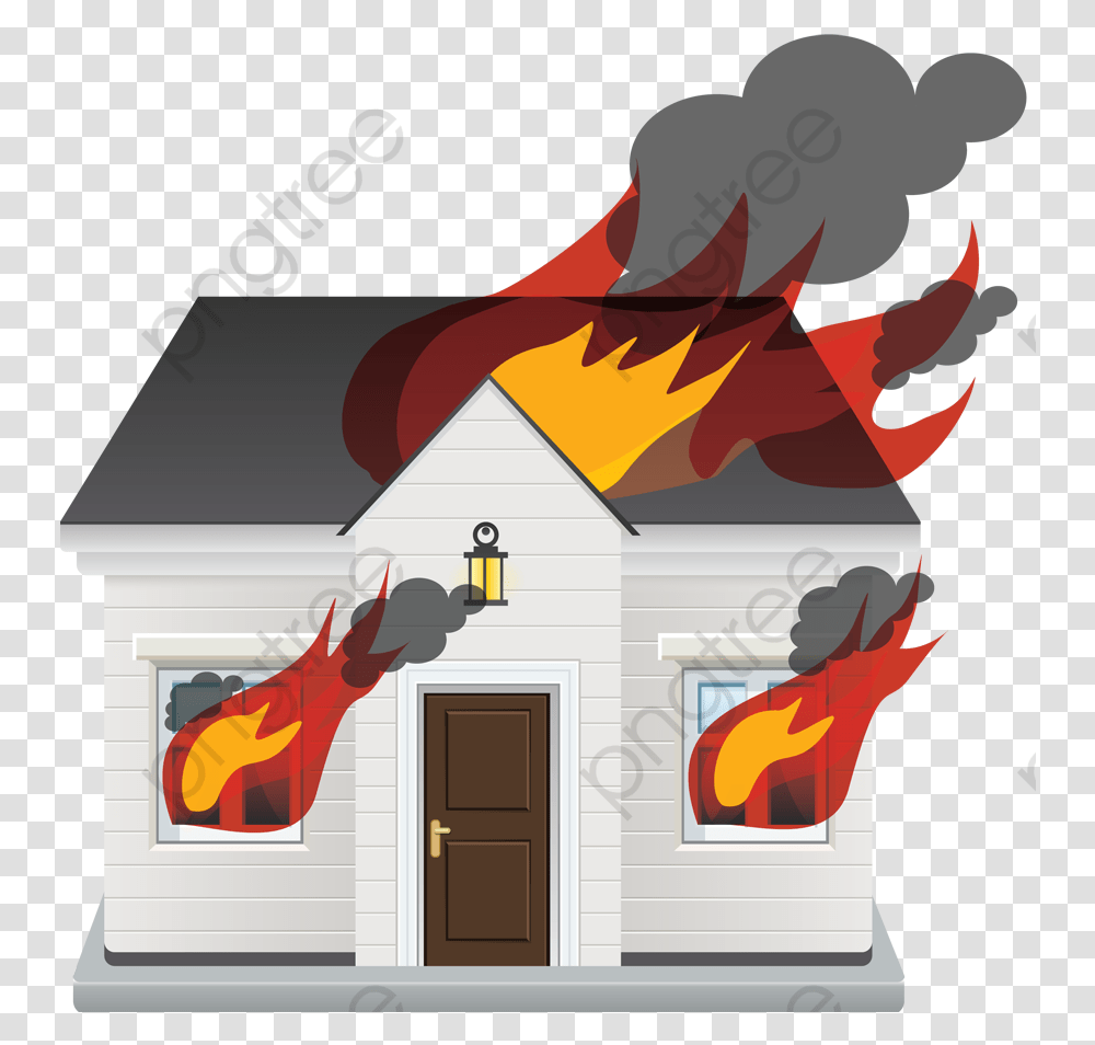 Burning Cartoon Icon Commercial Cartoon, Building, Dog House, Den, Outdoors Transparent Png