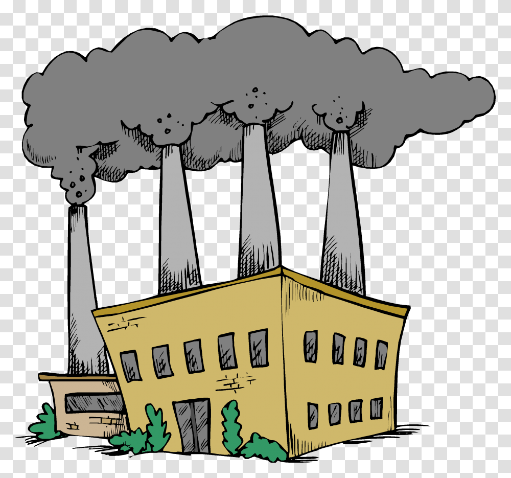 Burning Fossil Fuels Clipart, Pollution, Building, Power Plant, Smoke Transparent Png
