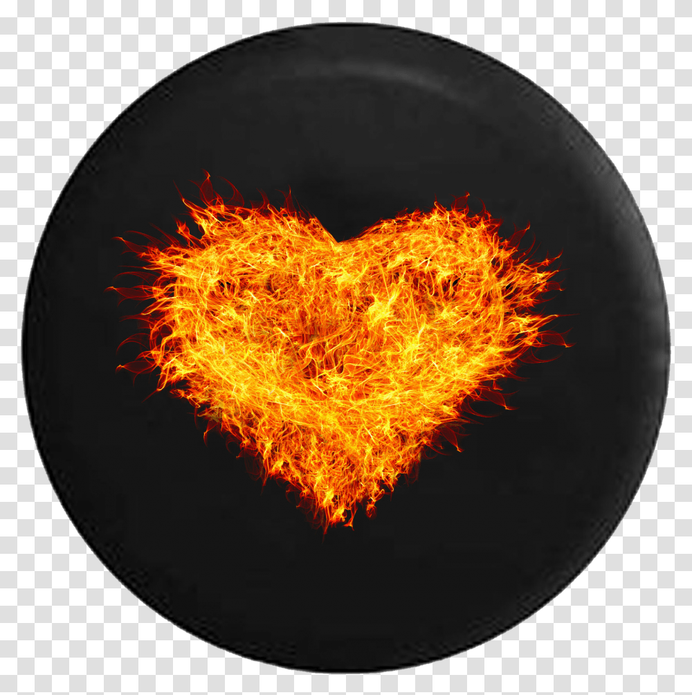 Burning Heart Real Fire Flames Jeep Camper Spare Tire Heart On Fire, Fungus, Sphere, Tree, Plant Transparent Png