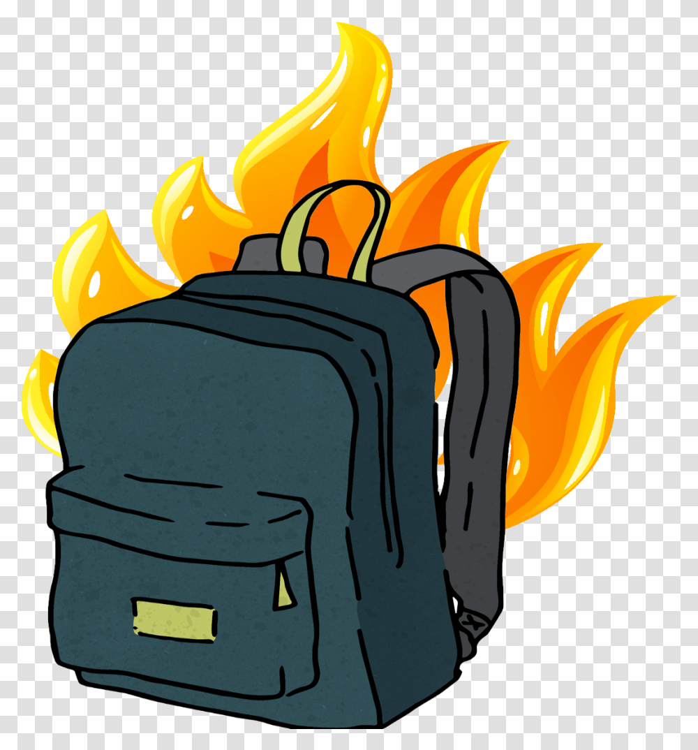 Burning Money Burning Backpack, Bag, Fire, Flame Transparent Png