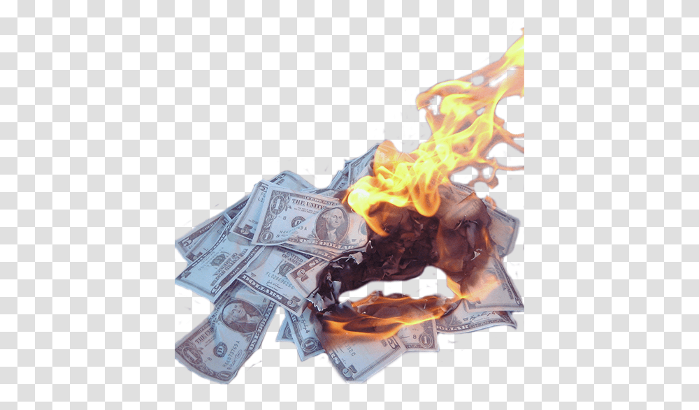 Burning Money Money On Fire, Flame, Person, Human, Smoke Transparent Png