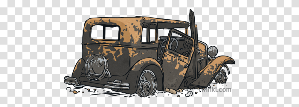 Burnt Out Old Car Damage Vintage Junk Ks2 Illustration Citron Tub, Vehicle, Transportation, Buggy, Tire Transparent Png