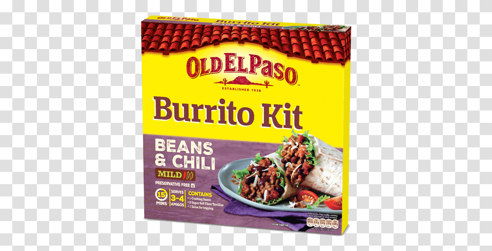 Burrito Kit Beans Chilli New Kit Old El Paso, Food, Plant, Taco, Produce Transparent Png