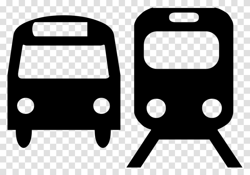 Bus And Train Silhouettes Bus And Train Icon, Stencil, Wheel, Machine Transparent Png