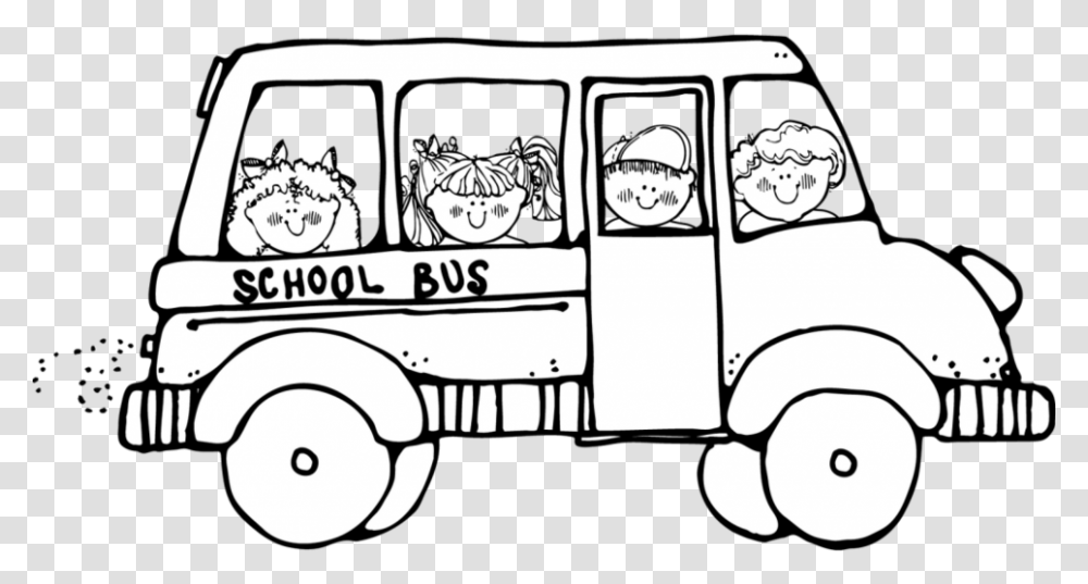 Bus Black And White School Bus Clip Art Black And White Clipart, Vehicle, Transportation, Truck, Van Transparent Png