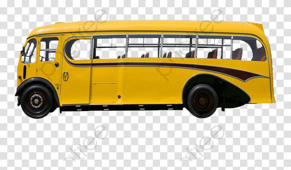 Bus Clipart Vintage Bus Psd, Vehicle, Transportation, School Bus, Person Transparent Png