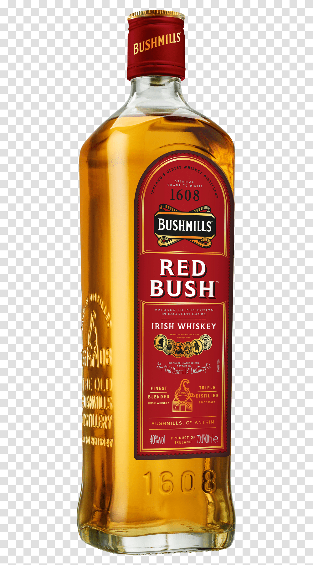 Bushmills Red Bush Whiskey, Liquor, Alcohol, Beverage, Drink Transparent Png